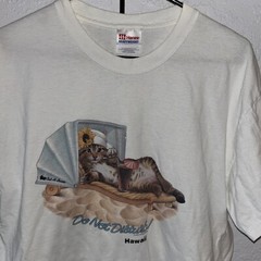 Vintage Cat T-Shirt W’s Large Hawaii 90s Do Not Disturb Wild Side Rare