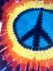 90s Vintage Mens Shirt Large Tie Dye Peace Sign Starburst Cotton Hippie