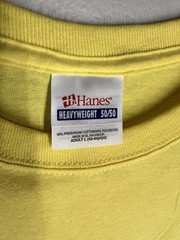 Hanes Heavyweight 50/50 Blank T-Shirt L Yellow Y2K Vintage Made in El Salvador