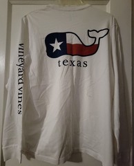 Vineyard Vines Texas Whale Pocket Graphic T-Shirt White Men’s M Crew Neck LS