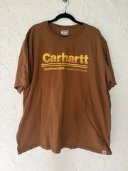 Carhartt Logo Graphic T-Shirt Men’s 2XL Tall Brown Cotton Knit Relaxed Fit