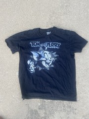 Tom and Jerry Black Graphic Print Crew Neck Cotton T-Shirt Men’s L