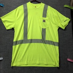 Carhartt Shirt Mens LT Yellow Hi Vis Reflective Pocket Safety Workwear Tee