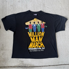 Hanes Heavyweight 50/50 Vintage Million Man March 1995 Tee XL Black Vintage