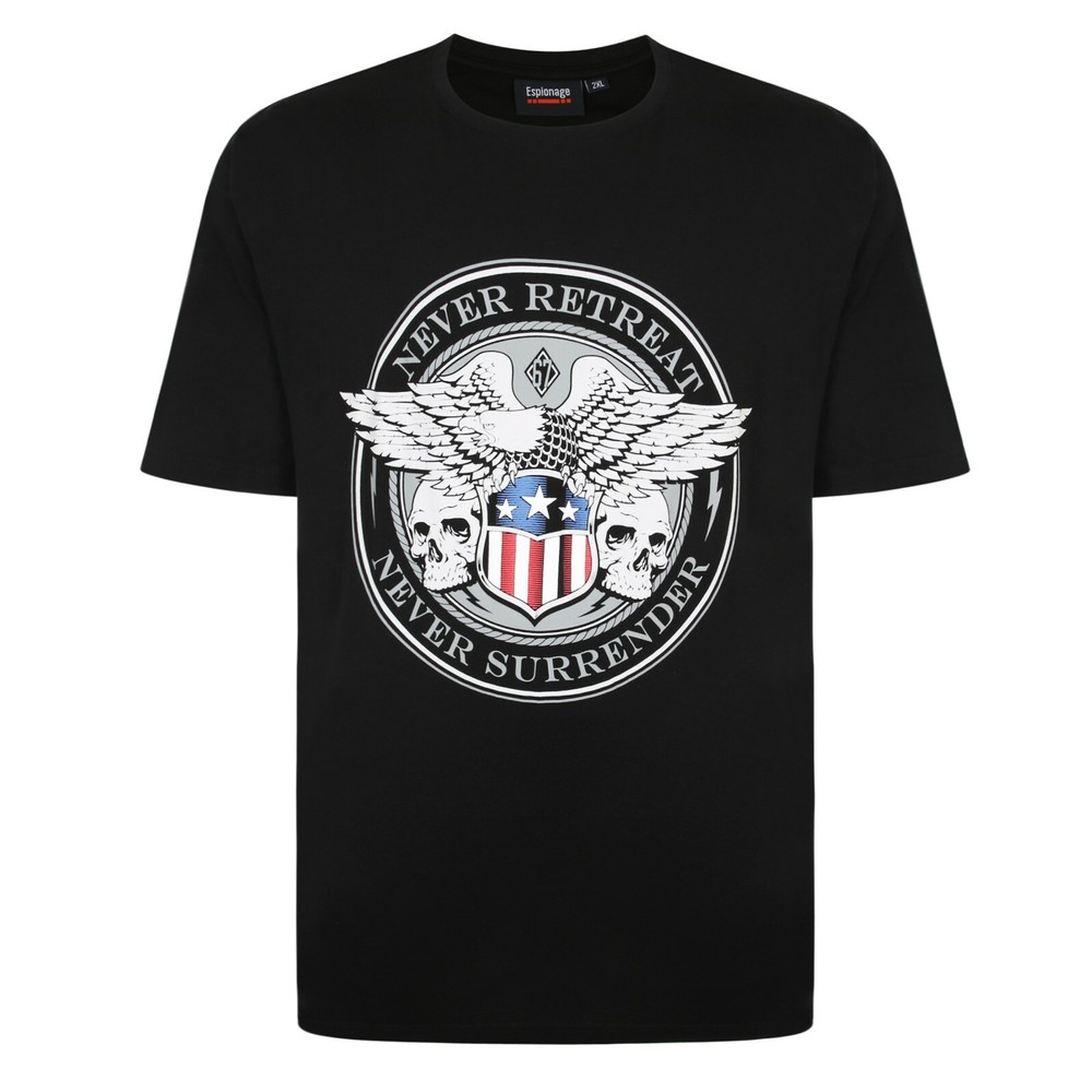 NEW IN ESPIONAGE BLACK NEVER SURRENDER TEE SHIRT T337 2XL3XL 4XL5XL6XL7XL8XL