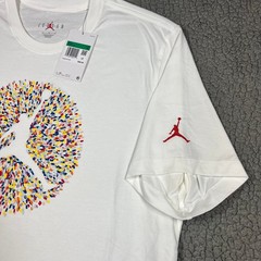 Jordan Mens White Multi Color Confetti Jumpman Graphic T-Shirt FN6006-100 XL