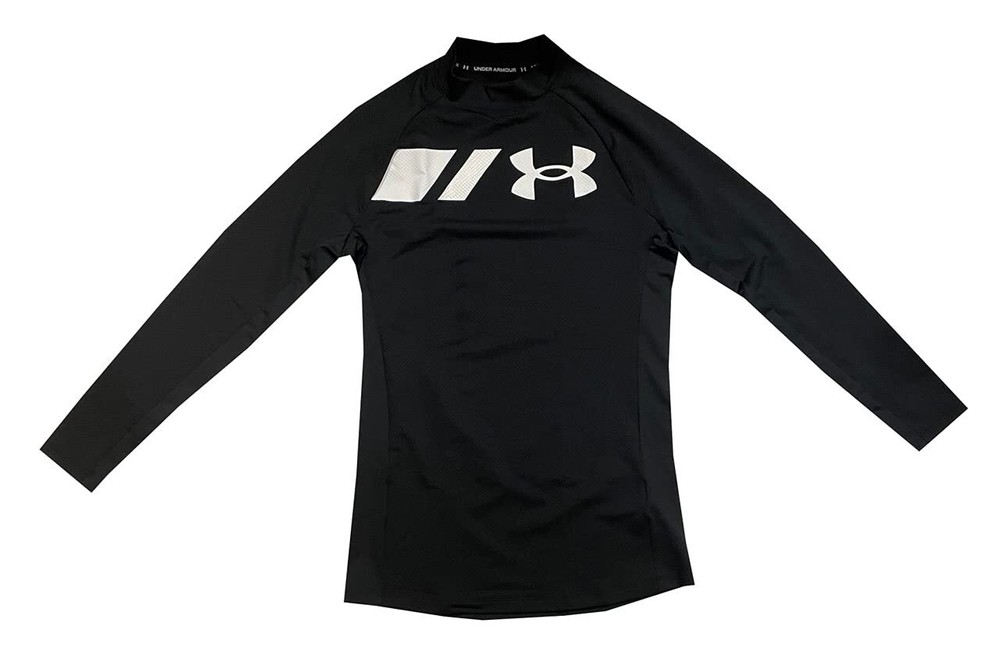 Under Armour Mens ColdGear Grid Mock Blouse Shirt Base Layer Top (Black, M)