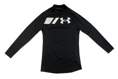 Under Armour Mens ColdGear Grid Mock Blouse Shirt Base Layer Top (Black, M)
