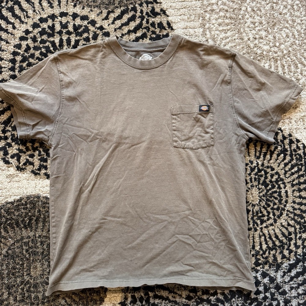 Dickies Shirt Mens L Brown Pocket Workwear Tee Short Sleeve Heavyweight Casual