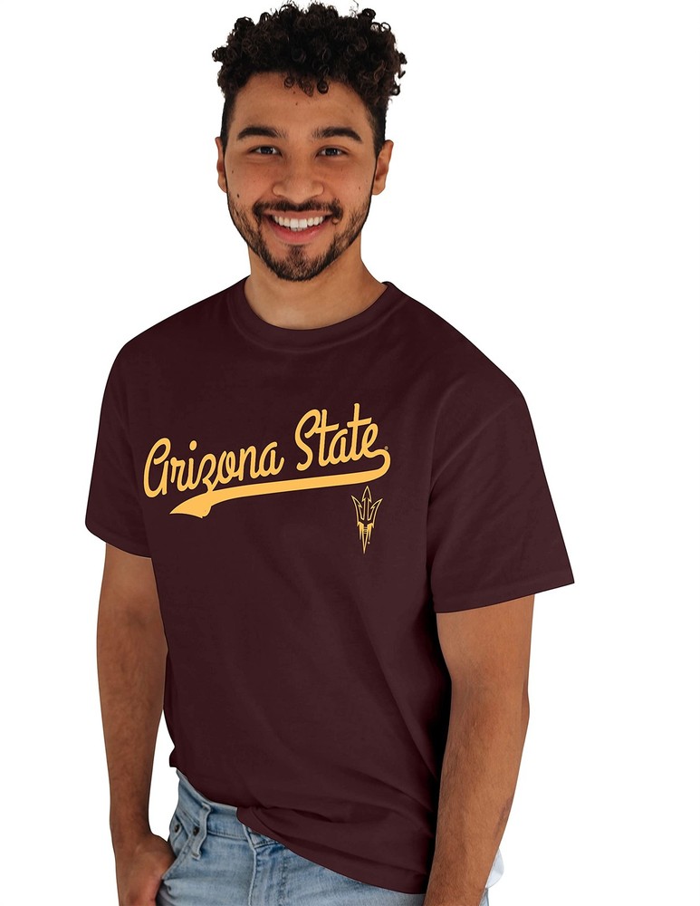 Blue 84 Mens Arizona State Sun Devils T-Shirt Cursive Team Color Team Color