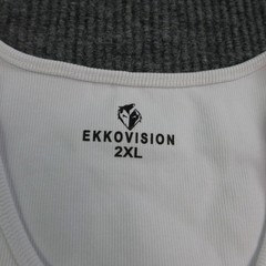 EKKOVISION Shirt Mens 2XL White Sleeveless Round Neck Cotton Spandex Beater NWOT
