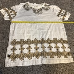 Maxi Milian Men’s Gold Boroque Style Trimmed Tee T-shirt w/ Jeweled Neckline (L)