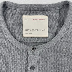 Banana Republic Henley Shirt Mens M Gray Heritage Collection Textured Knit