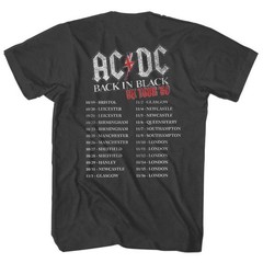 ACDC Back in Black UK Tour 1980 Mens T Shirt Vintage Rock Band Album Music Merch
