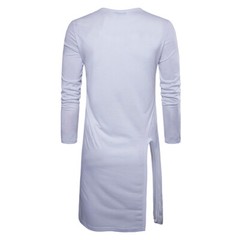 Men Asymmetric Longline T-shirt Tee Split Casual Top Shirt Long Sleeve Slim Sexy