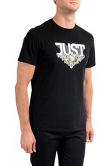 Just Cavalli Men’s Black Graphic Print Crewneck T-Shirt US 2XL IT 56