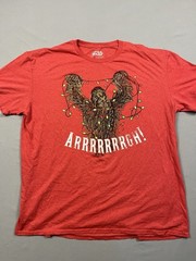 Star Wars Chubacca Christmas Red T-Shirt, Size XL, Chest 44