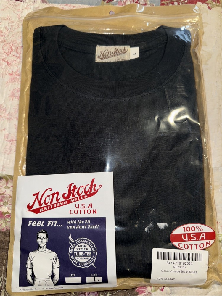 Non Stock V-Neck Short Sleeve T-Shirt – L Large new black