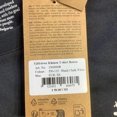Fjallraven Kanken T-shirt Boston Black Organic Cotton Unisex Size XS NWT