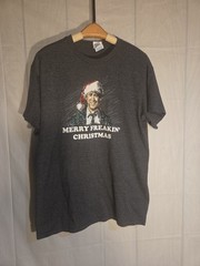 Men’s Holiday Gray Chevy Chase Merry Freakin Christmas T-Shirt Size Large