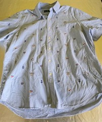 Baby Blue Button Down Raplh Lauren Short Sleeved Shirt.