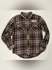Harley-Davidson Black, Gray & Mustard Plaid Flannel Shirt Jacket
