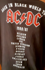 AC-DC® Back In Black World Tour 1980/81 Black Tee Short Sleeves Size M