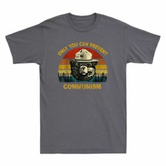 Vintage Only You Can Prevent Communism Camping Bear Retro Men’s Cotton T-Shirt