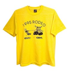 Vintage 90s Rodeo T-Shirt Yellow XL Fruit of the Loom Best USA Made Bull