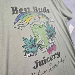 Lucky Brand Ganja Shirt Mens Large L Green Cannabis Weed Distressed Retro NWT B