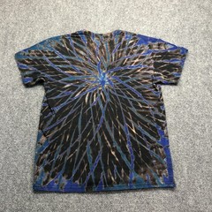 Allover Tie Dye Shirt Mens Medium Black Blue Spiral Graphic Tee Psychedelic