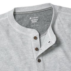 Mens Thermal Henley Long Sleeve T-Shirt Grandad Cuff Tee Warm Waffle Knit Winter