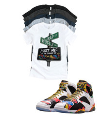 Custom Printed Shirt to Match Jordan 7 Retro Miro Trap Hustle Custom Sneaker Tee