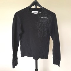 Y2K Aeropostale Black Waffle Knit Thermal Shirt Gothic Logo Biker Medium