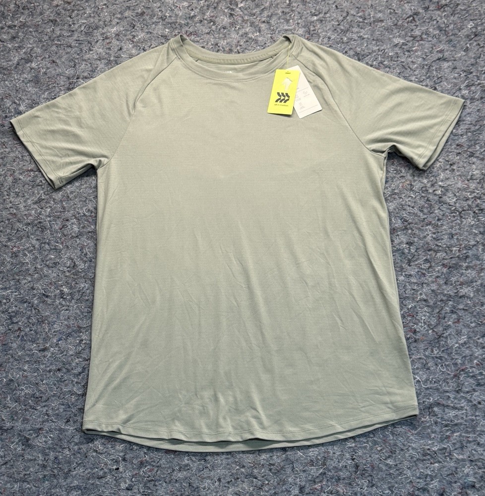 All In Motion Raglan Tee Shirt Mens Small Linear Mesh Quick Dry Odor Control NEW