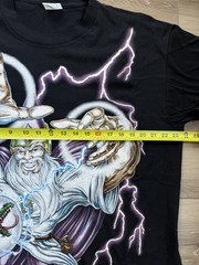 Vtg American Thunder 90s Tshirt AOP Lightning Wizard Crystal Ball Dragon XL