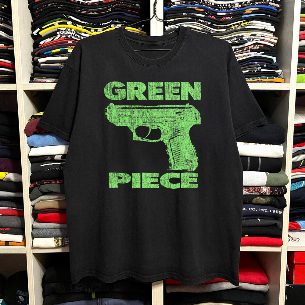 Rare Parody Green Piece Washed T-Shirt Black L