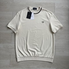 BNWT Fred Perry M7 Crew Neck Pique T-Shirt Ecru Black Mens Size Large Mod 60s