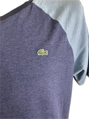 Lacoste Shirt Mens Size 6 Large XL NWT Blue Colorblock Raglan Tee Cotton Peru