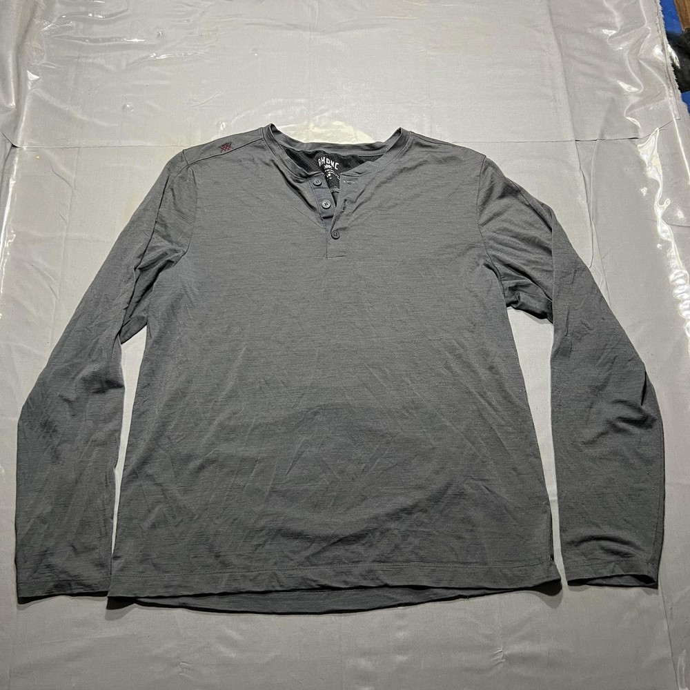 Rhone Shirt Mens Large Gray Merino Wool Long Sleeve Henley Performance Top