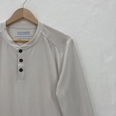 Fair Harbor Henley Shirt Mens Small Light Gray Long Sleeve UPF 50 Sun Protection