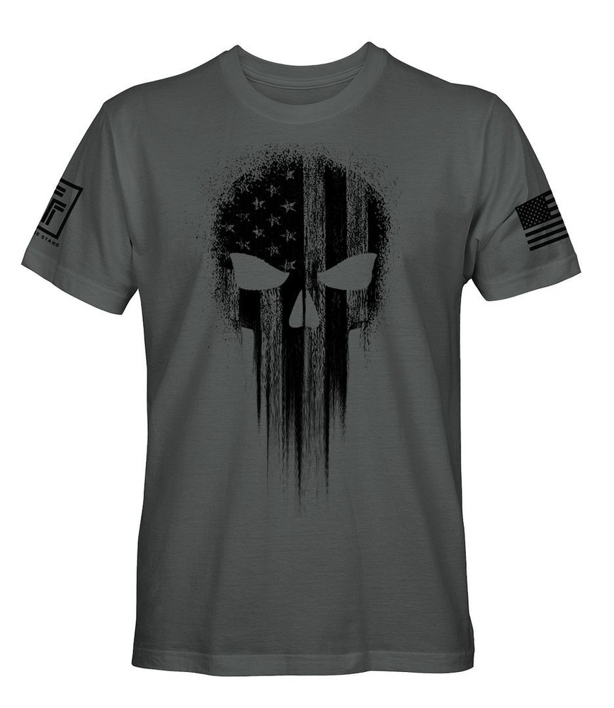 American Skull USA Flag Military Veteran Patriotic Shirt