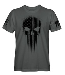 American Skull USA Flag Military Veteran Patriotic Shirt