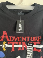 Adventure Time Black Graphic T-Shirt Size Large Short Sleeve Cartoon Network NEW