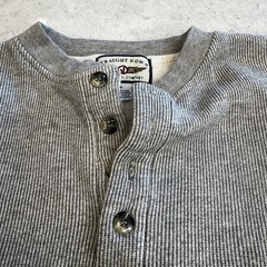 Mens Long Sleeve Henley Shirt Large Grey Textured Knit Heavy Warm Utility