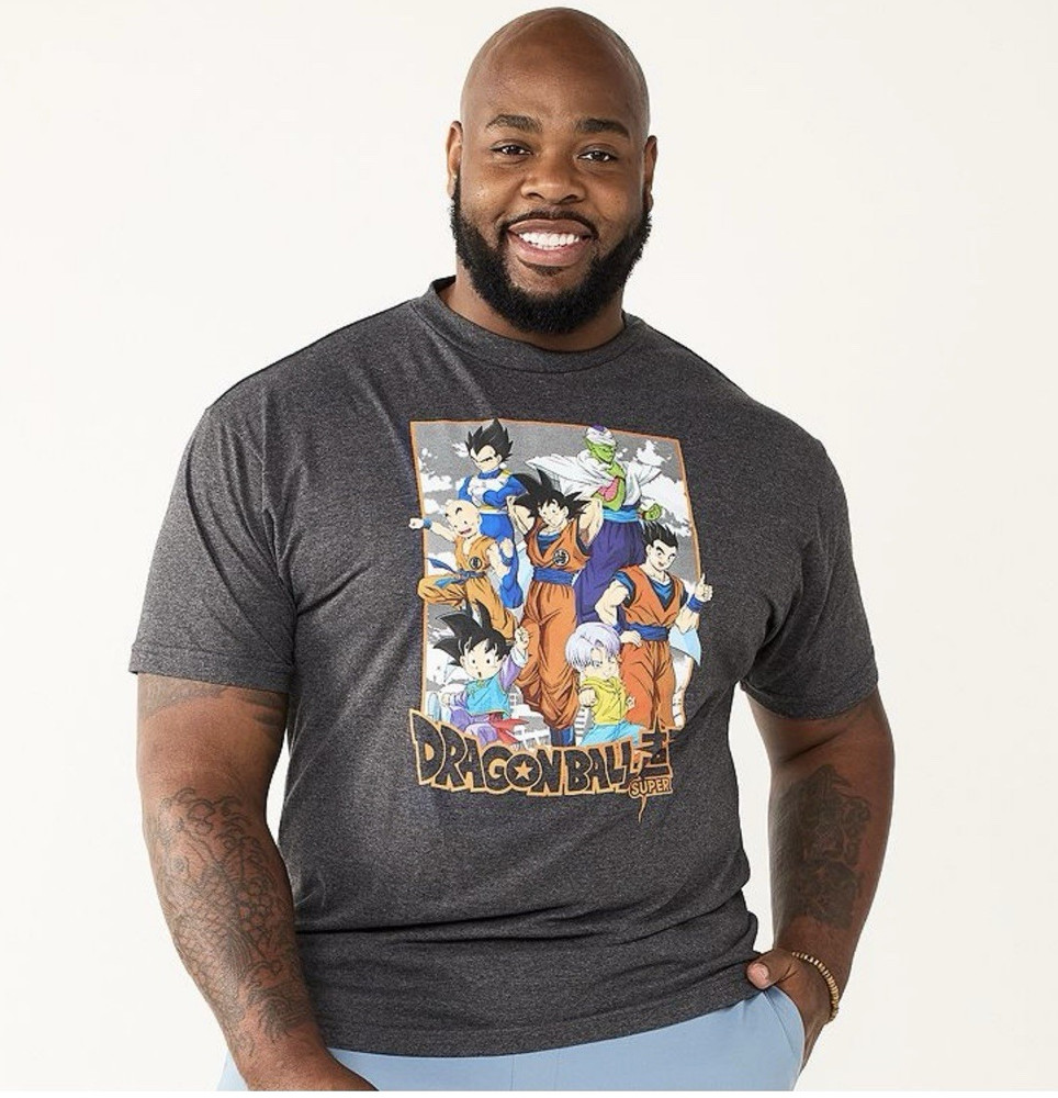 Dragon Ball Super Big & Tall LT Black Anime Logo Graphic Crew Neck T-Shirt