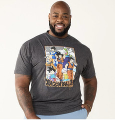 Dragon Ball Super Big & Tall LT Black Anime Logo Graphic Crew Neck T-Shirt