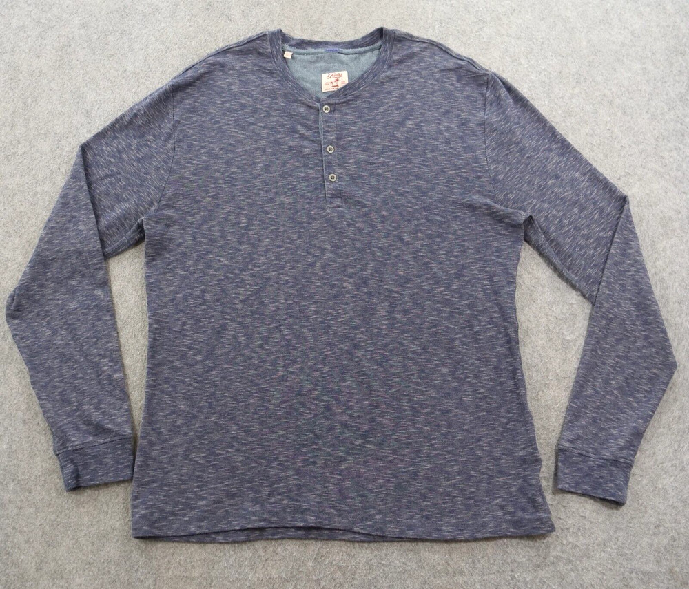 Jachs Shirt Mens Extra Large Blue Henley Button Long Sleeve Logo Cotton Dexter