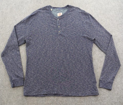 Jachs Shirt Mens Extra Large Blue Henley Button Long Sleeve Logo Cotton Dexter