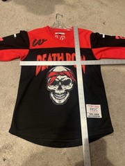 Death Row Records Tupac Shakur Red Black Hockey Jersey Headgear Classics Sz XS